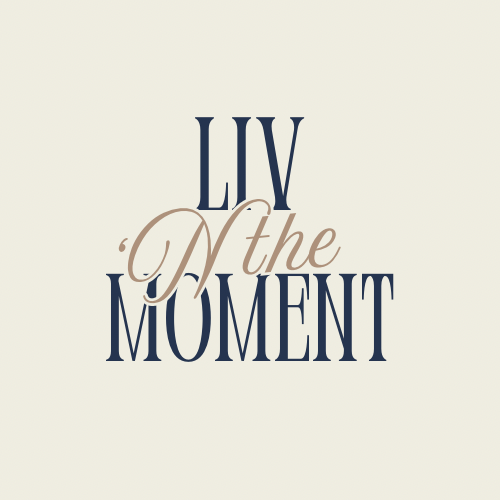 Stylish typographic design saying 'Live of the Moment' in elegant fonts.